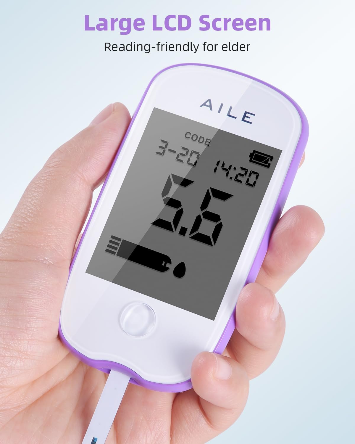 Blood Glucose Test Kit for Diabetes: AILE Blood Sugar monitor testing Kits Diabetics Meter For Home Use Test Strips x 50 and Low Pain Lancing Devices x 50 Testing Monitoring 5 Seconds Accurate Machine - Image 3