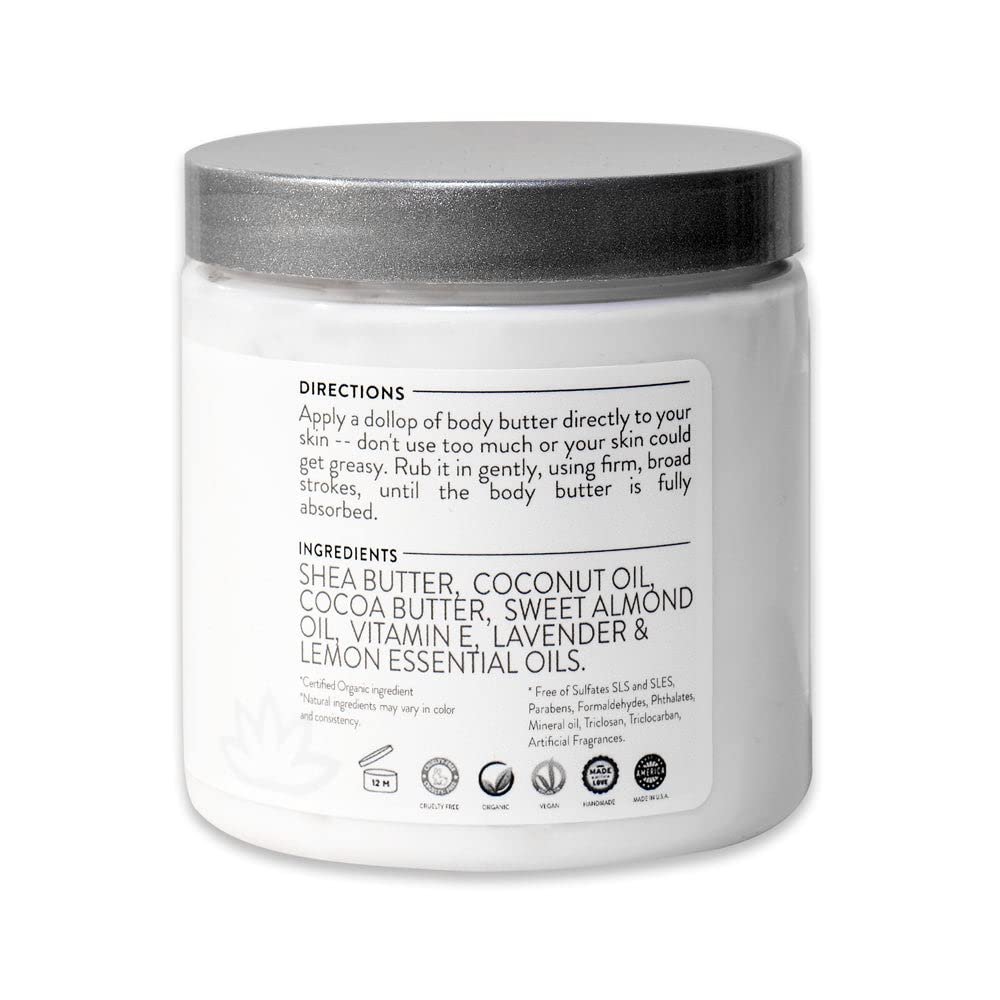 GLIMMER GODDESS Organic Whipped Body Butter - Unscented, Vegan, 24 hour Hydration, Reduces Stretch Marks, For Eczema and all Skin Types, Baby Friendly, Organic Ingredients 8 oz - Image 3